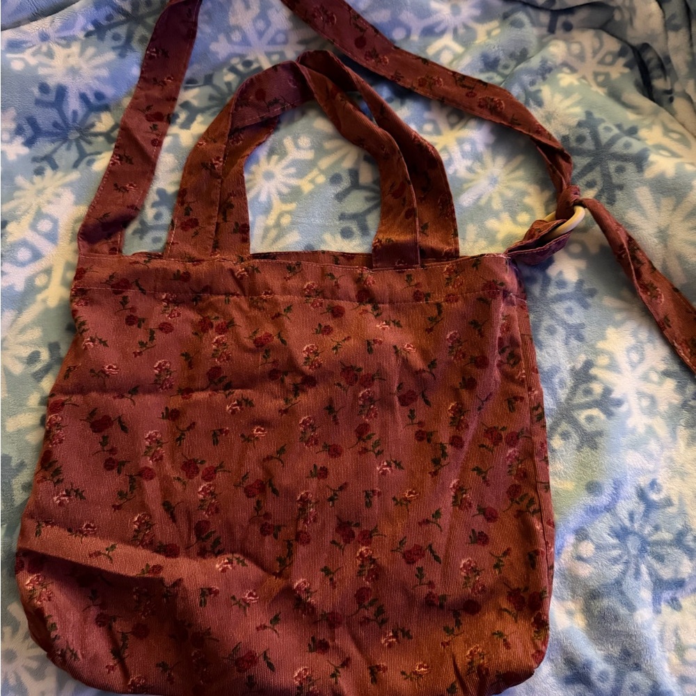 Women's Floral Burgundy Crossbody Tote Bag